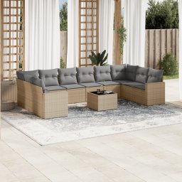 Gossi set canapele de gradina cu perne, 11 piese, bej, poliratan