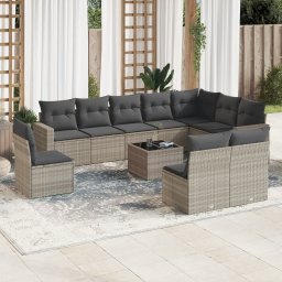 Gossi set canapele de gradina cu perne, 11 piese, gri, poliratan