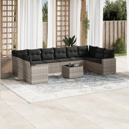 Gossi set canapele de gradina cu perne, 11 piese, gri, poliratan