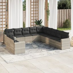 Gossi set canapele de gradina cu perne, 11 piese, gri, poliratan