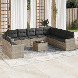Gossi set canapele de gradina cu perne, 11 piese, gri, poliratan