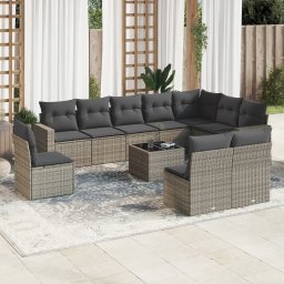 Gossi set canapele de gradina cu perne, 11 piese, gri, poliratan