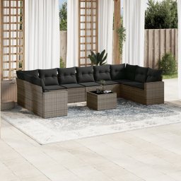 Gossi set canapele de gradina cu perne, 11 piese, gri, poliratan