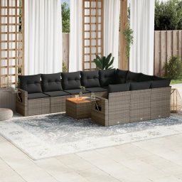 Gossi set canapele de gradina cu perne, 11 piese, gri, poliratan