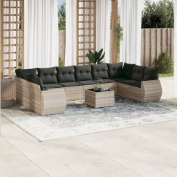 Gossi set canapele de gradina cu perne, 11 piese, gri, poliratan