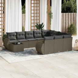 Gossi set canapele de gradina cu perne, 11 piese, gri, poliratan