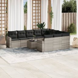 Gossi set canapele de gradina cu perne, 11 piese, gri, poliratan