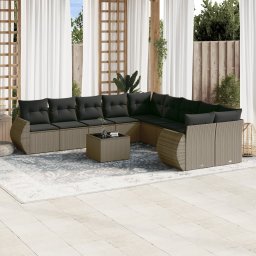 Gossi set canapele de gradina cu perne, 11 piese, gri, poliratan
