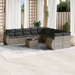 Gossi set canapele de gradina cu perne, 11 piese, gri, poliratan
