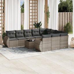Gossi set canapele de gradina cu perne, 11 piese, gri, poliratan