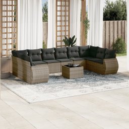 Gossi set canapele de gradina cu perne, 11 piese, gri, poliratan