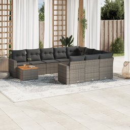 Gossi set canapele de gradina cu perne, 11 piese, gri, poliratan