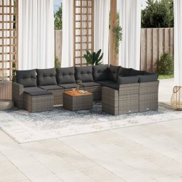 Gossi set canapele de gradina cu perne, 11 piese, gri, poliratan