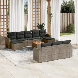 Gossi set canapele de gradina cu perne, 11 piese, gri, poliratan