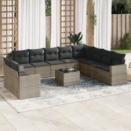 Gossi set canapele de gradina cu perne, 11 piese, gri, poliratan