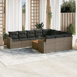 Gossi set canapele de gradina cu perne, 11 piese, gri, poliratan