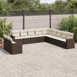 Gossi set canapele de gradina cu perne, 11 piese, maro, poliratan