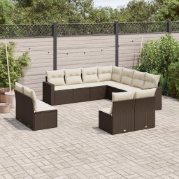 Gossi set canapele de gradina cu perne, 11 piese, maro, poliratan