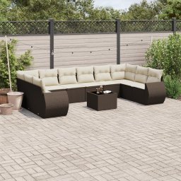 Gossi set canapele de gradina cu perne, 11 piese, maro, poliratan