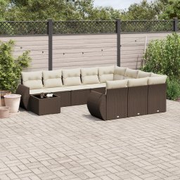 Gossi set canapele de gradina cu perne, 11 piese, maro, poliratan
