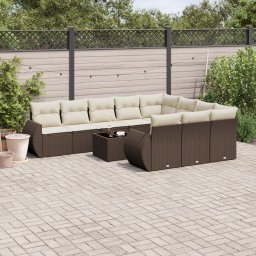 Gossi set canapele de gradina cu perne, 11 piese, maro, poliratan