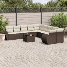 Gossi set canapele de gradina cu perne, 11 piese, maro, poliratan