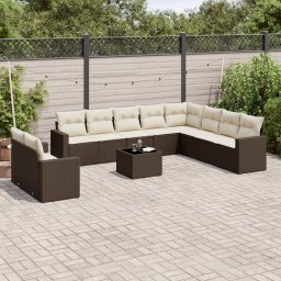 Gossi set canapele de gradina cu perne, 11 piese, maro, poliratan