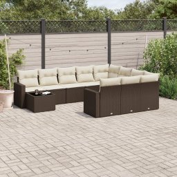 Gossi set canapele de gradina cu perne, 11 piese, maro, poliratan