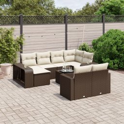 Gossi set canapele de gradina cu perne, 11 piese, maro, poliratan