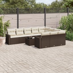 Gossi set canapele de gradina cu perne, 11 piese, maro, poliratan