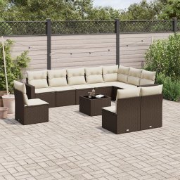 Gossi set canapele de gradina cu perne, 11 piese, maro, poliratan