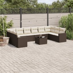 Gossi set canapele de gradina cu perne, 11 piese, maro, poliratan