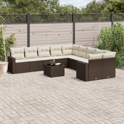 Gossi set canapele de gradina cu perne, 11 piese, maro, poliratan