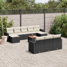 Gossi set canapele de gradina cu perne, 11 piese, negru, poliratan