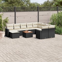 Gossi set canapele de gradina cu perne, 11 piese, negru, poliratan