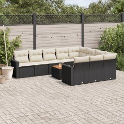 Gossi set canapele de gradina cu perne, 11 piese, negru, poliratan