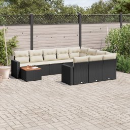 Gossi set canapele de gradina cu perne, 11 piese, negru, poliratan
