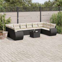 Gossi set canapele de gradina cu perne, 11 piese, negru, poliratan