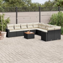 Gossi set canapele de gradina cu perne, 11 piese, negru, poliratan