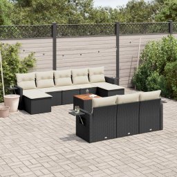 Gossi set canapele de gradina cu perne, 11 piese, negru, poliratan