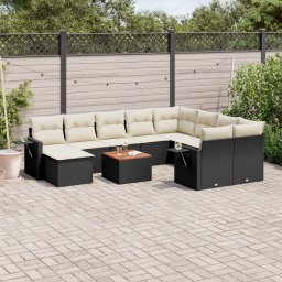 Gossi set canapele de gradina cu perne, 11 piese, negru, poliratan