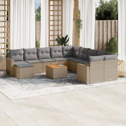 Gossi set canapele de gradina cu perne, 12 piese, bej, poliratan