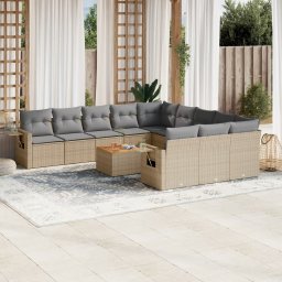Gossi set canapele de gradina cu perne, 12 piese, bej, poliratan