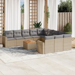 Gossi set canapele de gradina cu perne, 12 piese, bej, poliratan