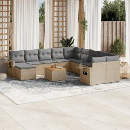 Gossi set canapele de gradina cu perne, 12 piese, bej, poliratan