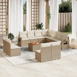 Gossi set canapele de gradina cu perne, 12 piese, bej, poliratan