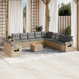 Gossi set canapele de gradina cu perne, 12 piese, bej, poliratan