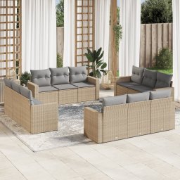 Gossi set canapele de gradina cu perne, 12 piese, bej, poliratan
