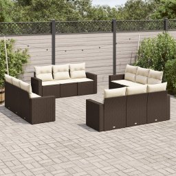 Gossi set canapele de gradina cu perne, 12 piese, maro, poliratan