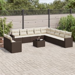 Gossi set canapele de gradina cu perne, 12 piese, maro, poliratan